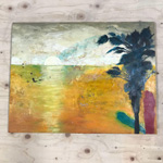 海の夕日の絵の写真