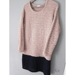 モールヤーン バイカラーワンピース ピンクベージュ×黒